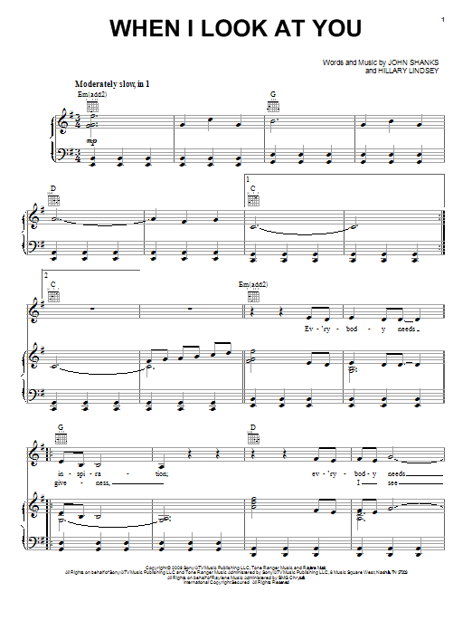 Download Miley Cyrus When I Look At You Sheet Music and learn how to play Easy Piano PDF digital score in minutes