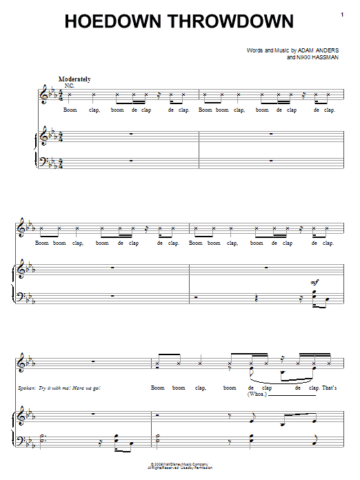 Miley Cyrus Hoedown Throwdown Sheet Music Notes Download Printable Pdf Score 70628 0537