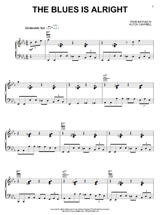 Download Milton Campbell The Blues Is Alright Sheet Music and learn how to play Easy Guitar PDF digital score in minutes