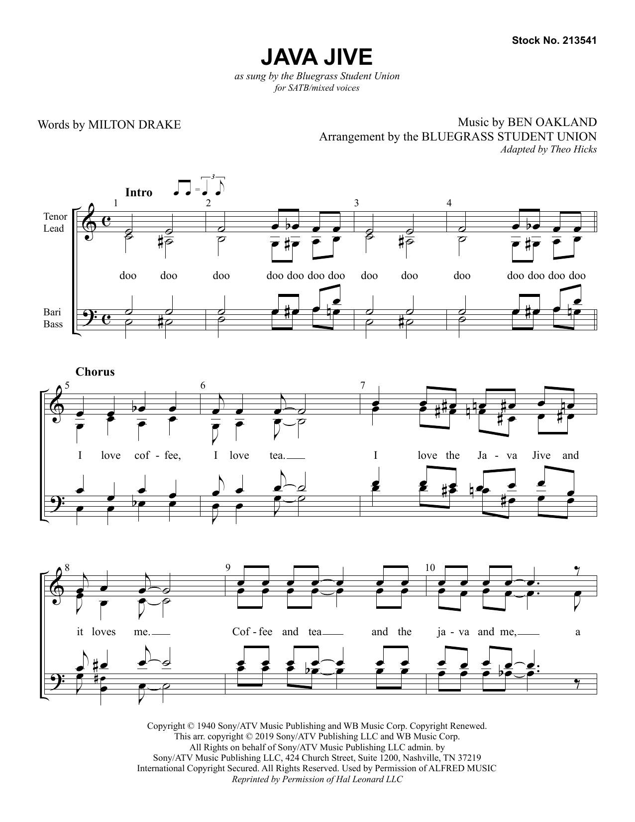 Download Milton Drake & Ben Oakland Java Jive (arr. Bluegrass Student Union) Sheet Music and learn how to play SATB Choir PDF digital score in minutes