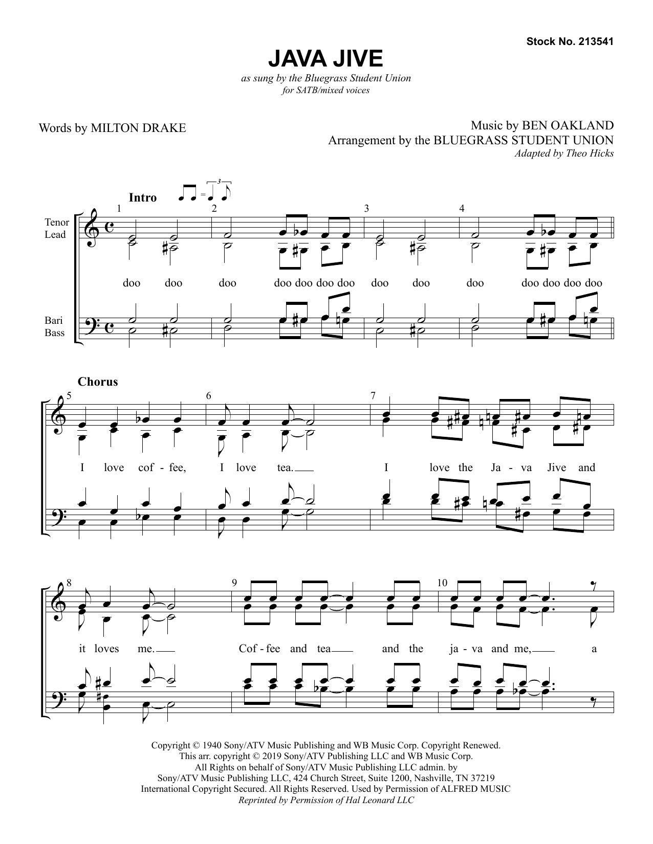 Download Milton Drake & Ben Oakland Java Jive (arr. Bluegrass Student Union) Sheet Music and learn how to play SSAA Choir PDF digital score in minutes