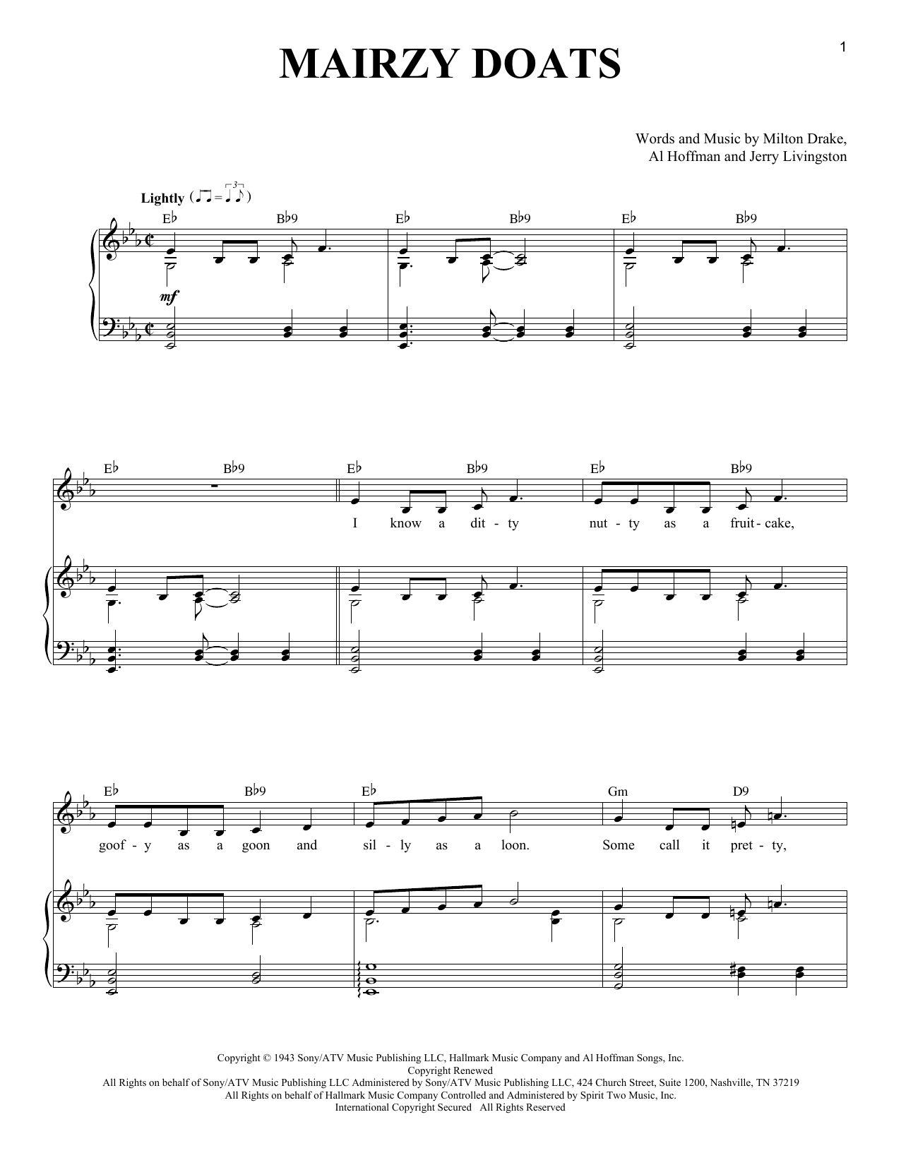 Download Milton Drake Mairzy Doats Sheet Music and learn how to play Easy Guitar Tab PDF digital score in minutes