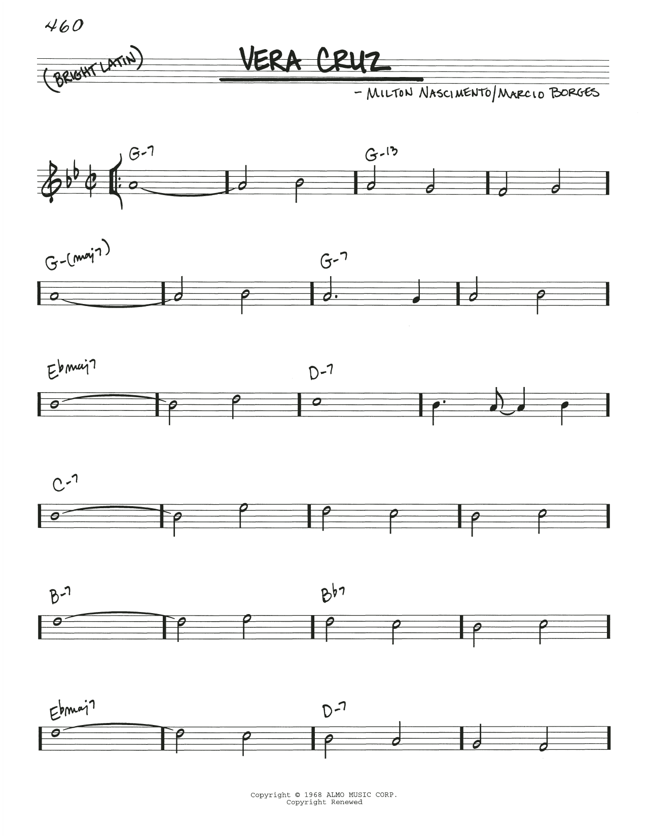 Download Milton Nascimento Vera Cruz Sheet Music and learn how to play Real Book – Melody & Chords PDF digital score in minutes