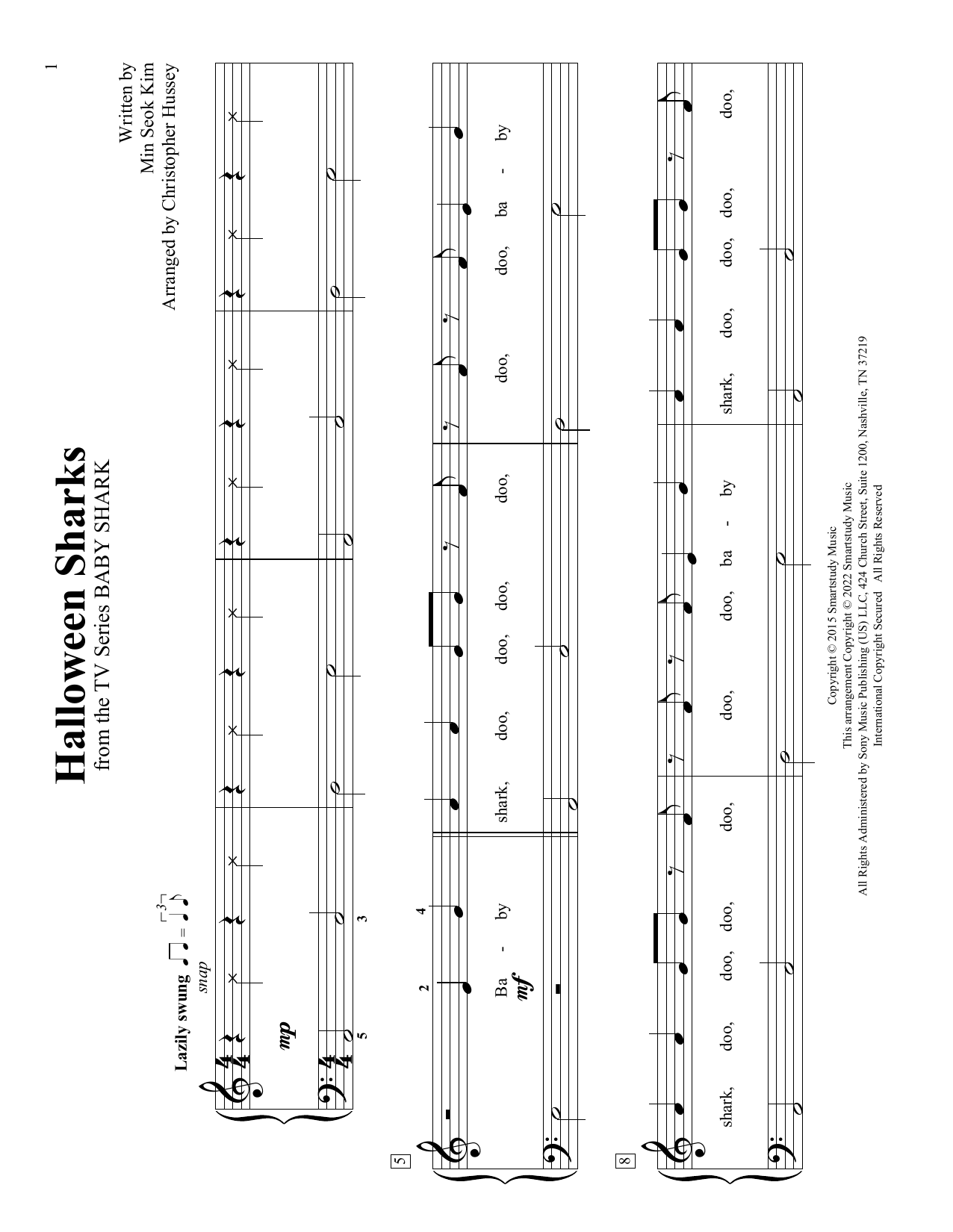 Download Min Seok Kim Halloween Sharks (arr. Christopher Hussey) Sheet Music and learn how to play Educational Piano PDF digital score in minutes