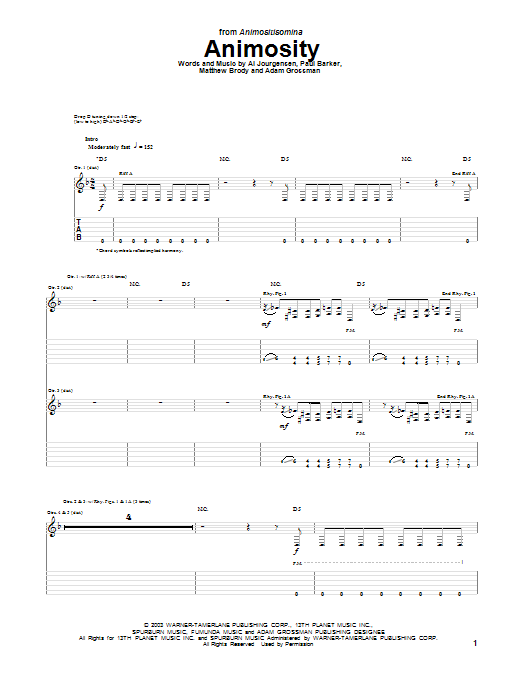 Download Ministry Animosity Sheet Music and learn how to play Guitar Tab PDF digital score in minutes