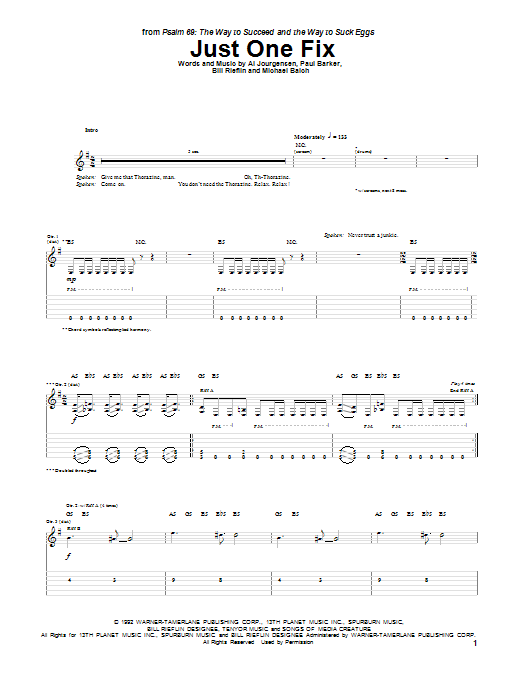 Download Ministry Just One Fix Sheet Music and learn how to play Guitar Tab PDF digital score in minutes