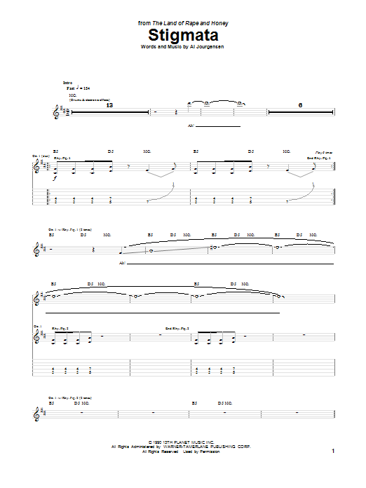 Download Ministry Stigmata Sheet Music and learn how to play Guitar Tab PDF digital score in minutes