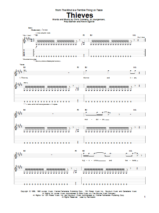 Download Ministry Thieves Sheet Music and learn how to play Guitar Tab PDF digital score in minutes