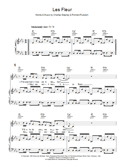 Download Minnie Riperton Les Fleur Sheet Music and learn how to play Lyrics & Chords PDF digital score in minutes