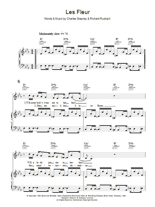 Download Minnie Riperton Les Fleur Sheet Music and learn how to play Piano, Vocal & Guitar (Right-Hand Melody) PDF digital score in minutes