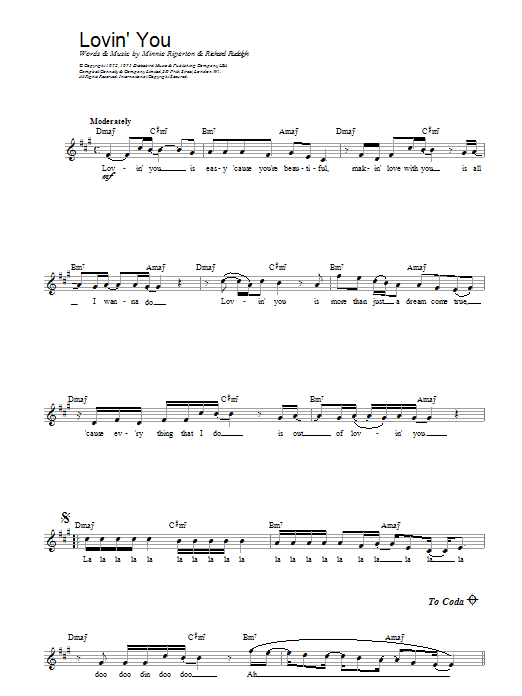 Download Minnie Riperton Lovin' You Sheet Music and learn how to play Guitar Tab PDF digital score in minutes