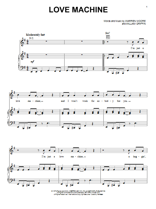 Download The Miracles Love Machine Sheet Music and learn how to play Piano, Vocal & Guitar (Right-Hand Melody) PDF digital score in minutes