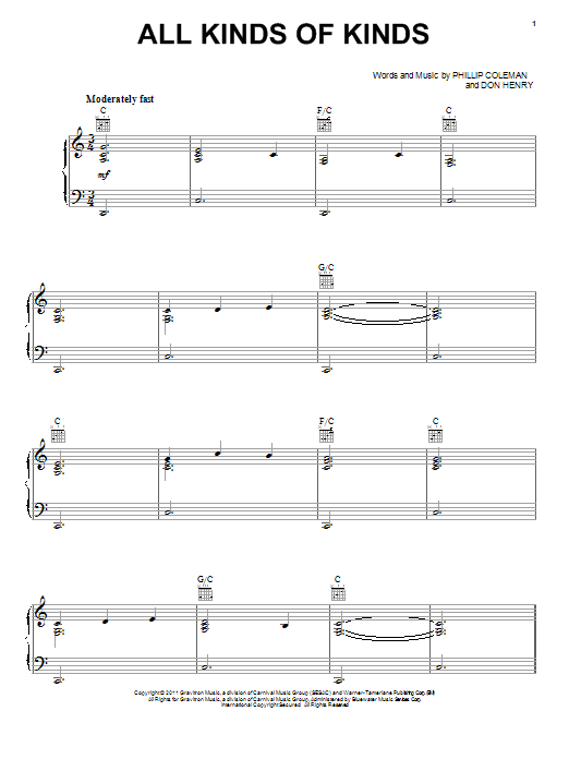 Download Miranda Lambert All Kinds Of Kinds Sheet Music and learn how to play Piano, Vocal & Guitar (Right-Hand Melody) PDF digital score in minutes