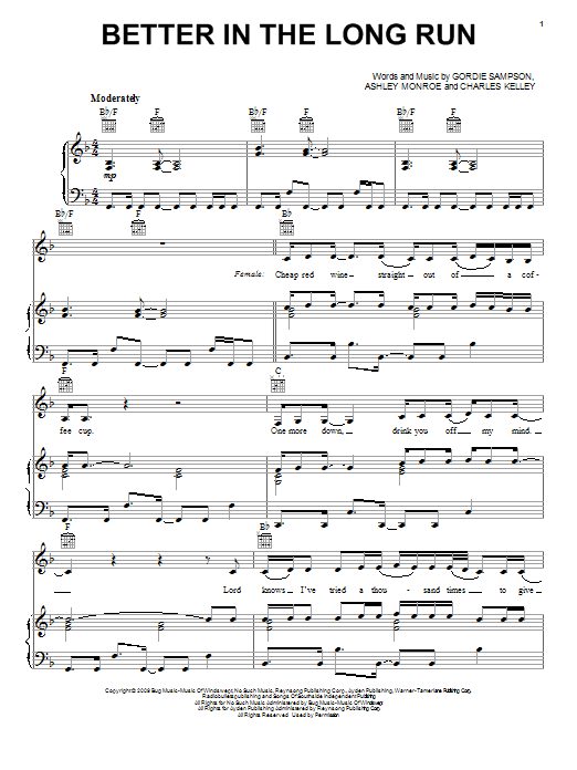 Download Miranda Lambert Better In The Long Run Sheet Music and learn how to play Piano, Vocal & Guitar (Right-Hand Melody) PDF digital score in minutes