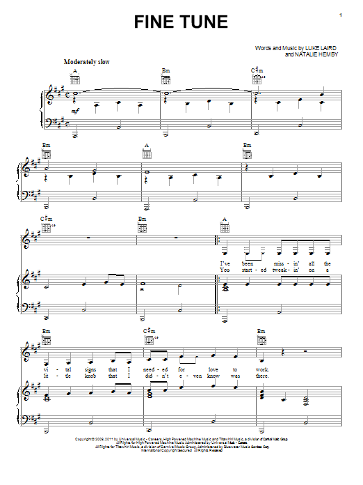 Download Miranda Lambert Fine Tune Sheet Music and learn how to play Piano, Vocal & Guitar (Right-Hand Melody) PDF digital score in minutes