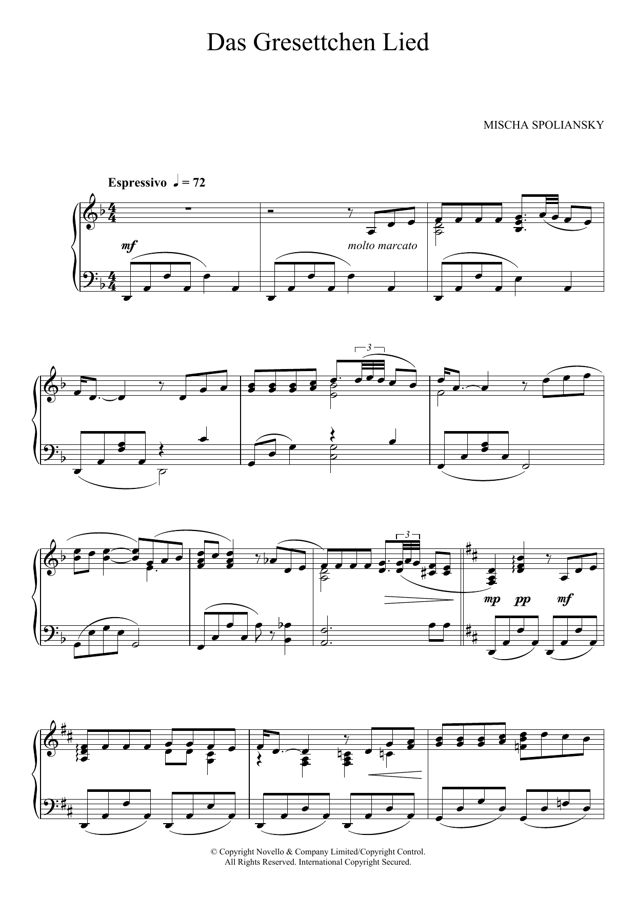 Download Mischa Spoliansky Das Grisettchen Lied Sheet Music and learn how to play Piano PDF digital score in minutes