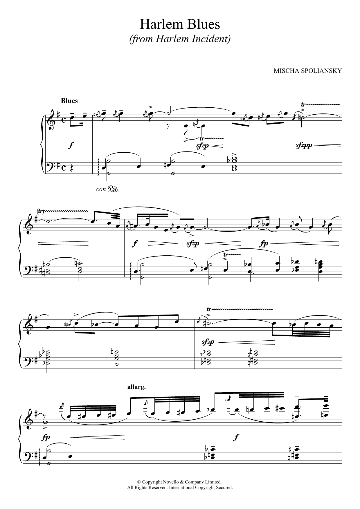 Download Mischa Spoliansky Harlem Blues Sheet Music and learn how to play Piano PDF digital score in minutes
