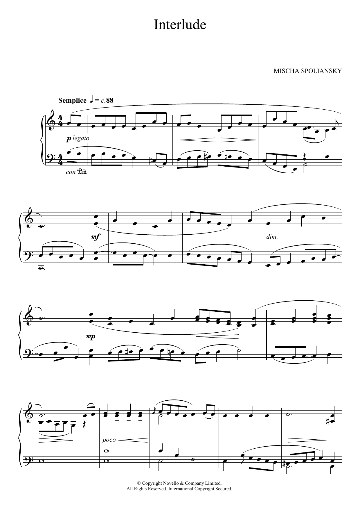 Download Mischa Spoliansky Interlude Sheet Music and learn how to play Piano PDF digital score in minutes