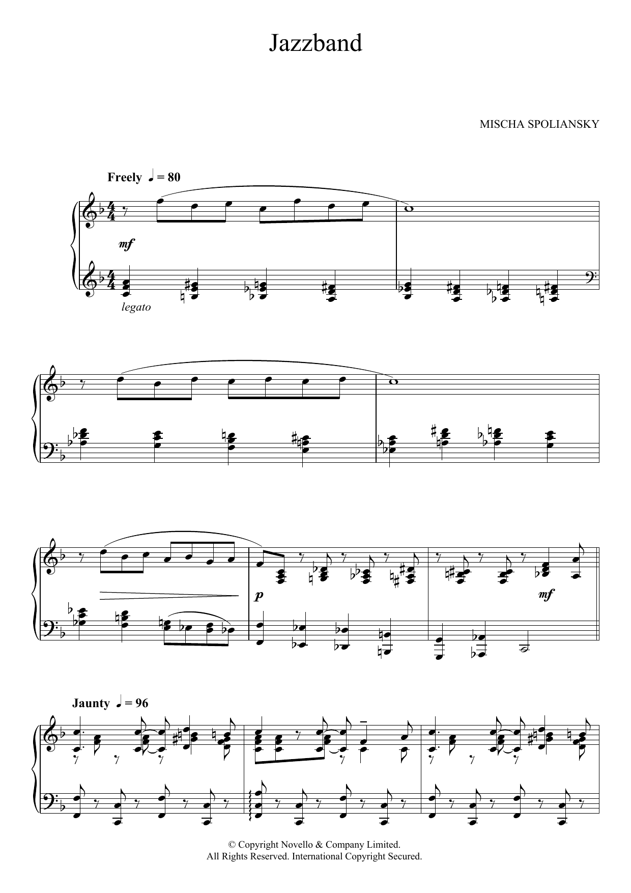 Download Mischa Spoliansky Jazzband Sheet Music and learn how to play Piano PDF digital score in minutes