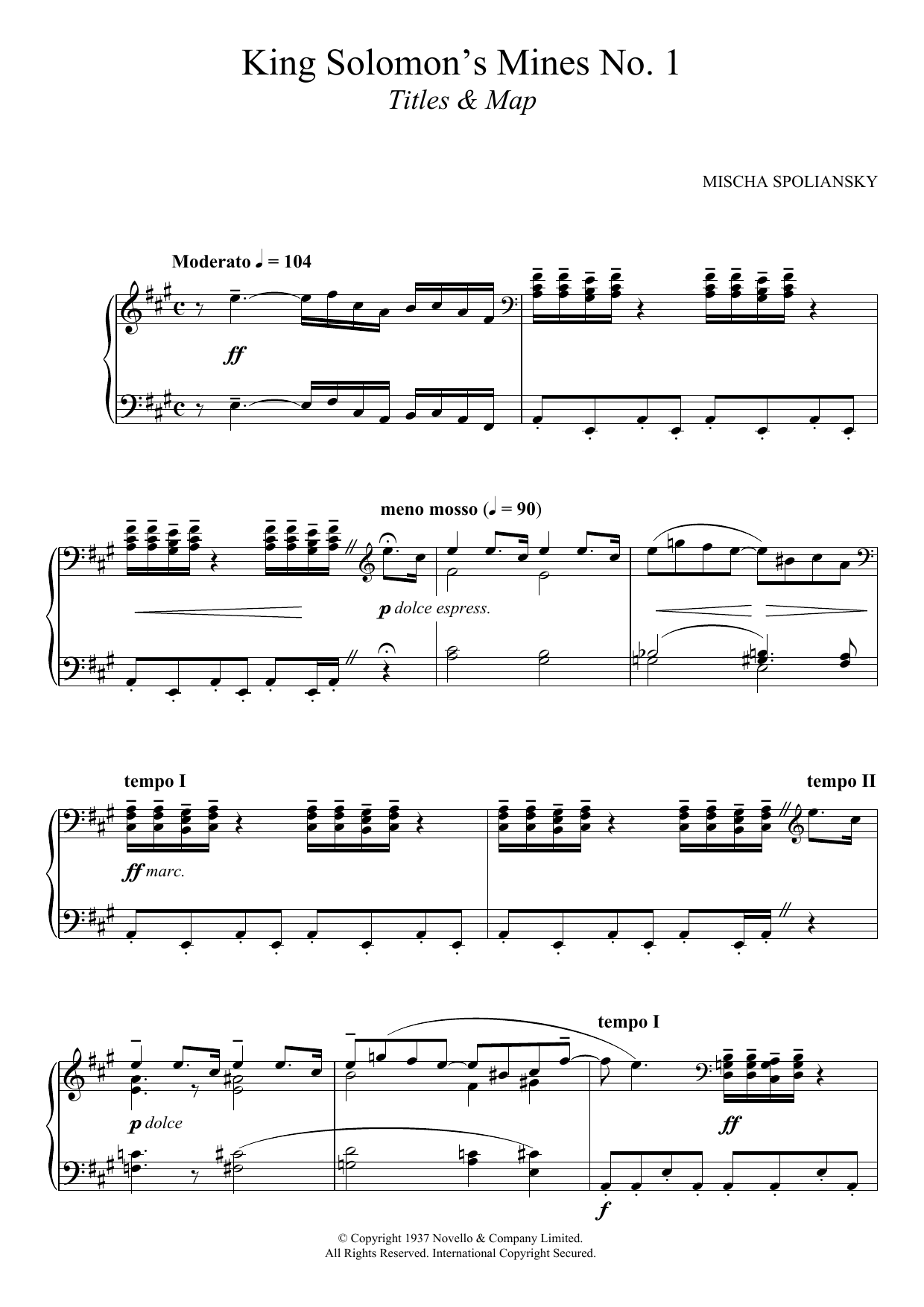 Download Mischa Spoliansky King Solomon's Mines 1: Title and Map Sheet Music and learn how to play Piano PDF digital score in minutes