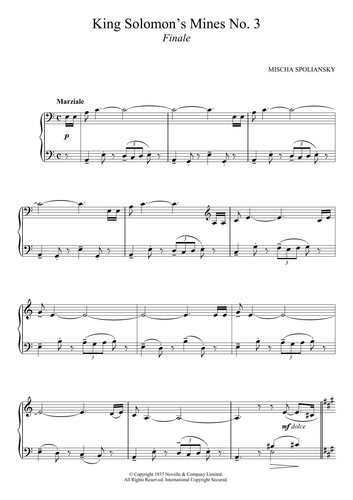 Download Mischa Spoliansky King Solomon's Mines 3. Finale Sheet Music and learn how to play Piano PDF digital score in minutes