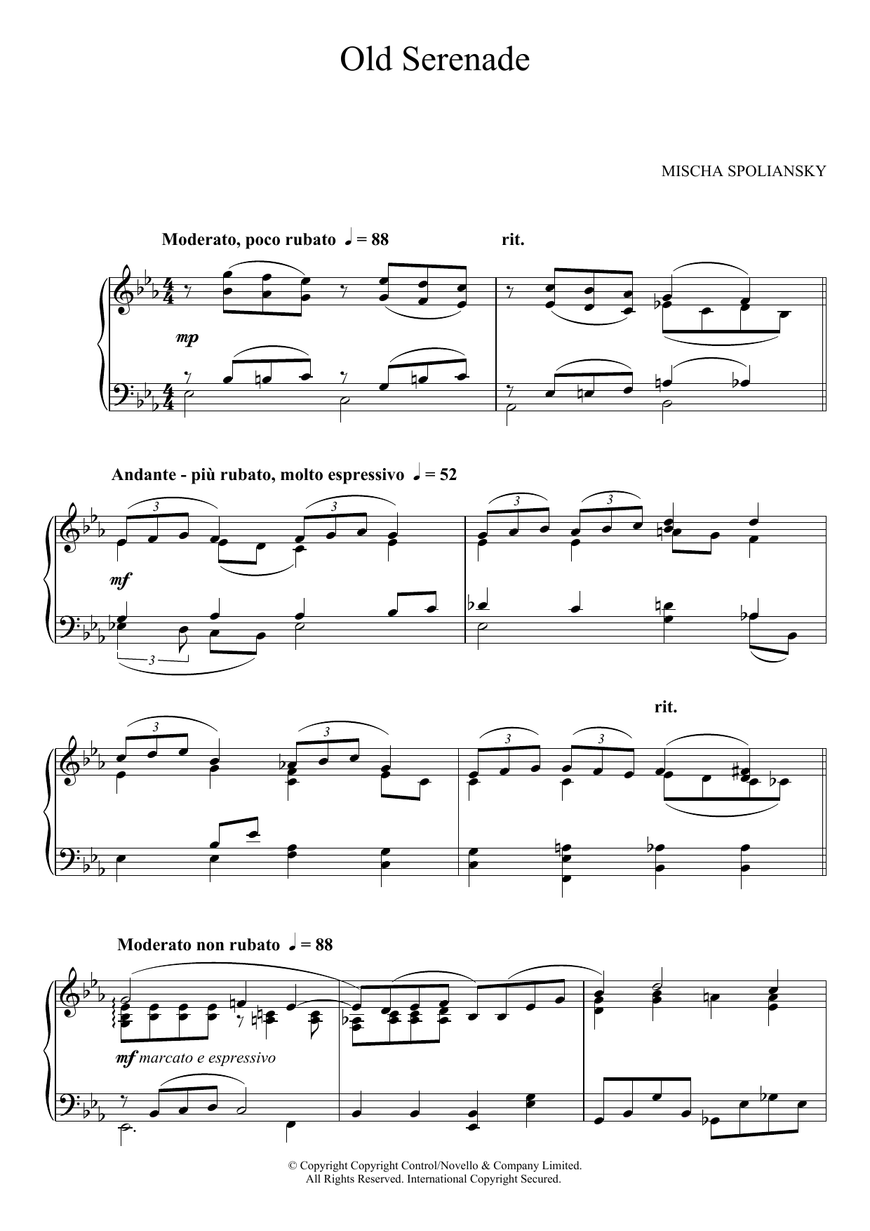 Download Mischa Spoliansky Old Serenade Sheet Music and learn how to play Piano PDF digital score in minutes