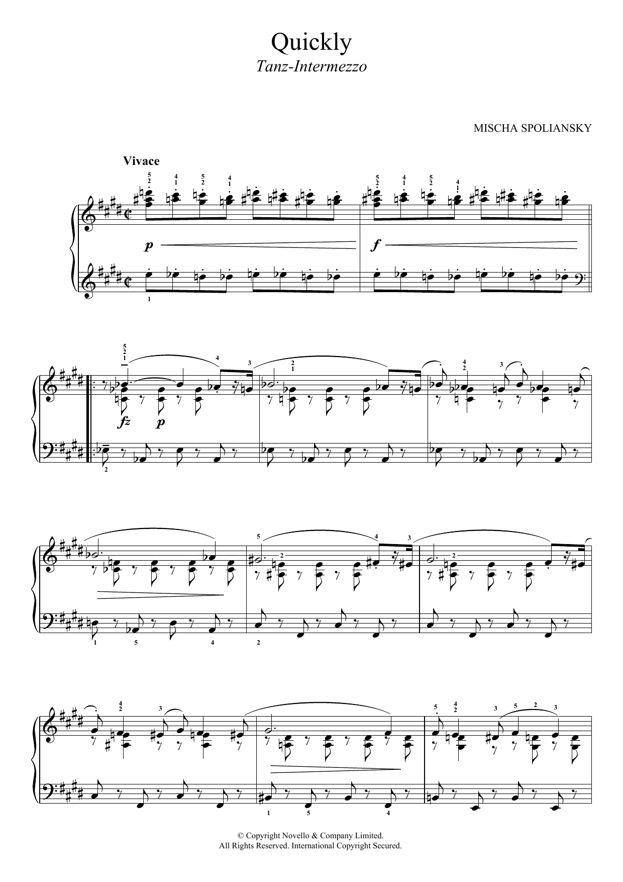 Download Mischa Spoliansky Quickly (Tanz-Intermezzo) Sheet Music and learn how to play Piano PDF digital score in minutes
