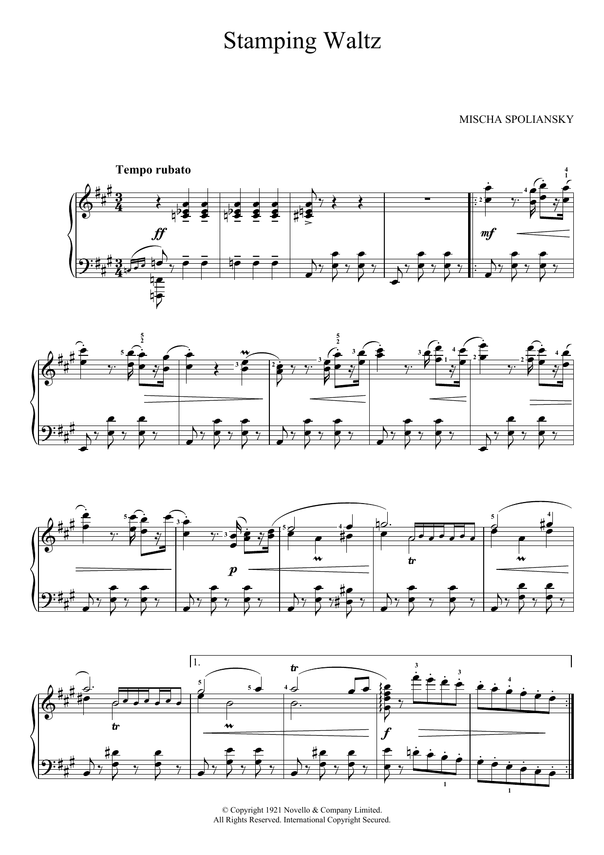 Download Mischa Spoliansky Stamping Waltz Sheet Music and learn how to play Piano PDF digital score in minutes