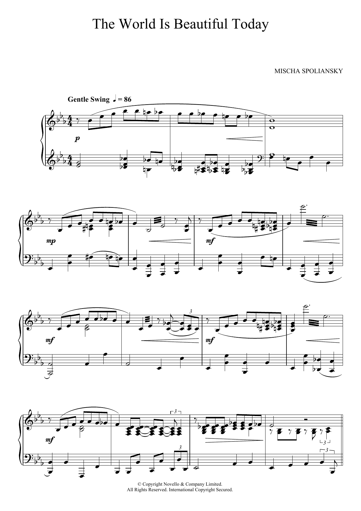 Download Mischa Spoliansky The World Is Beautiful Today Sheet Music and learn how to play Piano PDF digital score in minutes