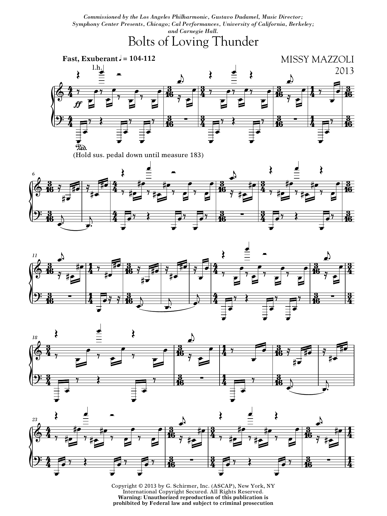Download Missy Mazzoli Bolts Of Loving Thunder Sheet Music and learn how to play Piano PDF digital score in minutes