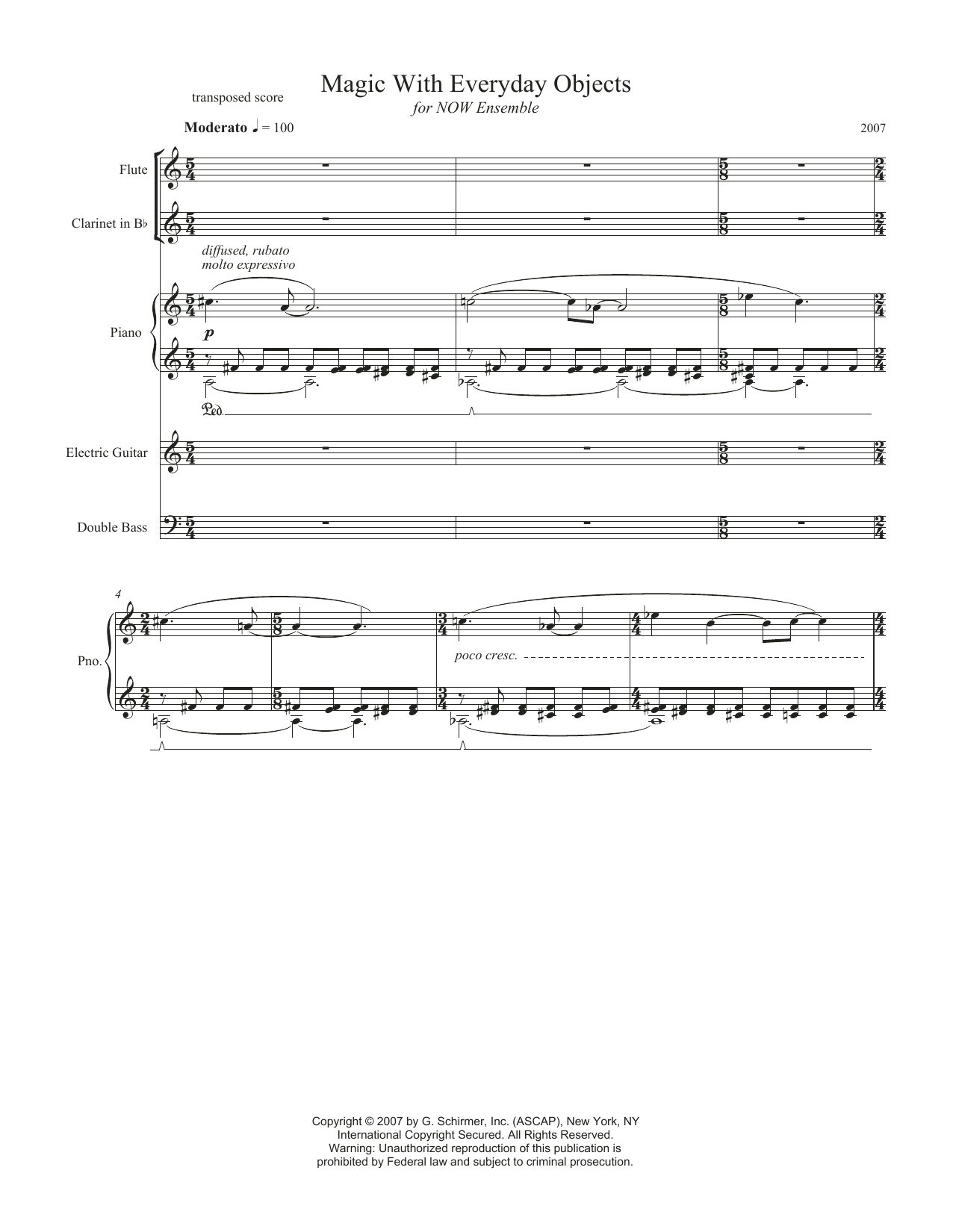 Download Missy Mazzoli Magic With Everyday Objects Sheet Music and learn how to play Chamber Group PDF digital score in minutes