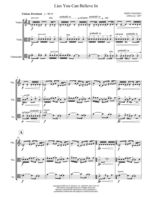 Download Missy Mazzoli Lies You Can Believe In Sheet Music and learn how to play Chamber Group PDF digital score in minutes