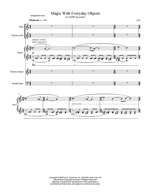 Download Missy Mazzoli Magic With Everyday Objects Sheet Music and learn how to play Chamber Group PDF digital score in minutes