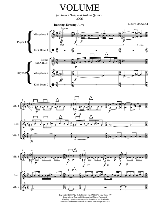 Download Missy Mazzoli Volume (two-vibraphone version) Sheet Music and learn how to play Chamber Group PDF digital score in minutes