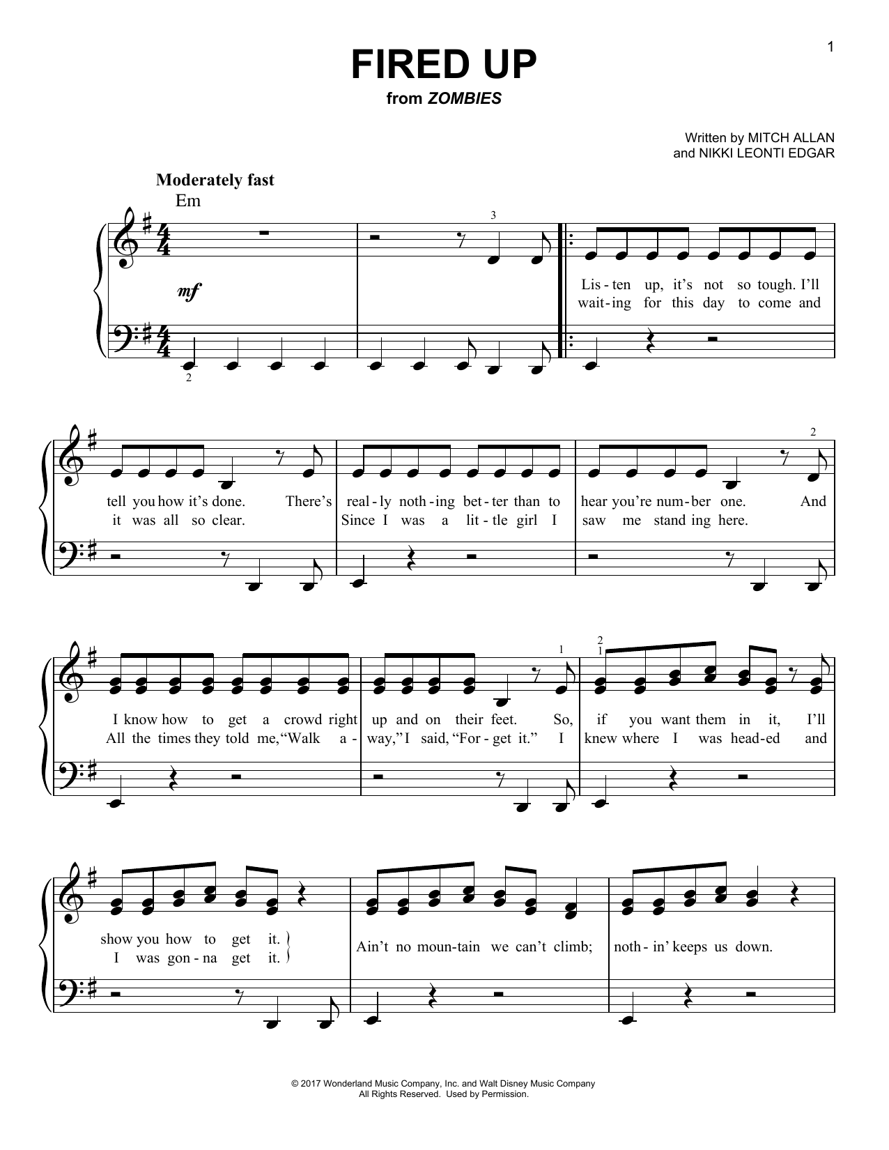 Download Mitch Allan Fired Up Sheet Music and learn how to play Easy Piano PDF digital score in minutes