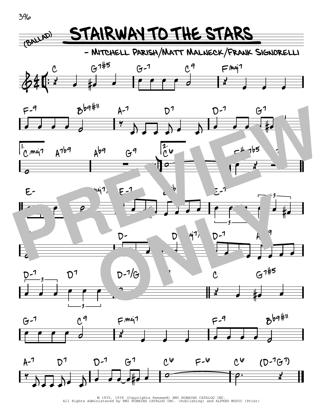 Download Mitchell Parish Stairway To The Stars Sheet Music and learn how to play Real Book – Melody & Chords PDF digital score in minutes