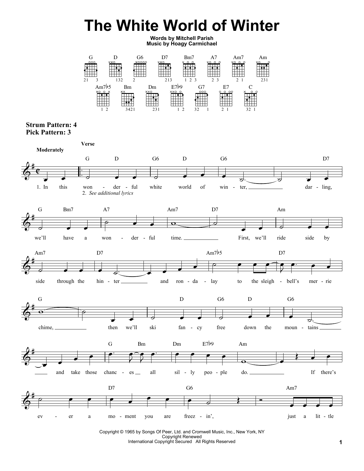 Download Mitchell Parish The White World Of Winter Sheet Music and learn how to play Easy Guitar PDF digital score in minutes
