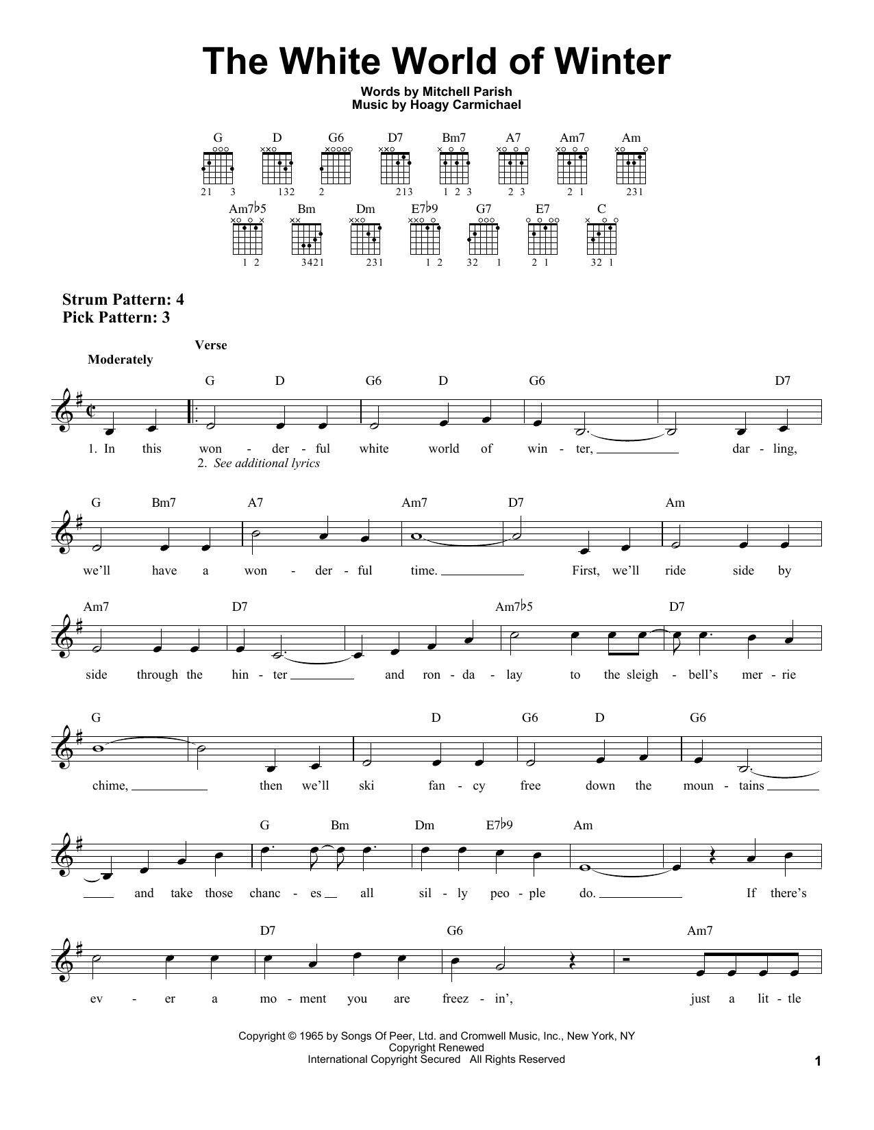 Download Mitchell Parish The White World Of Winter Sheet Music and learn how to play Lyrics & Chords PDF digital score in minutes