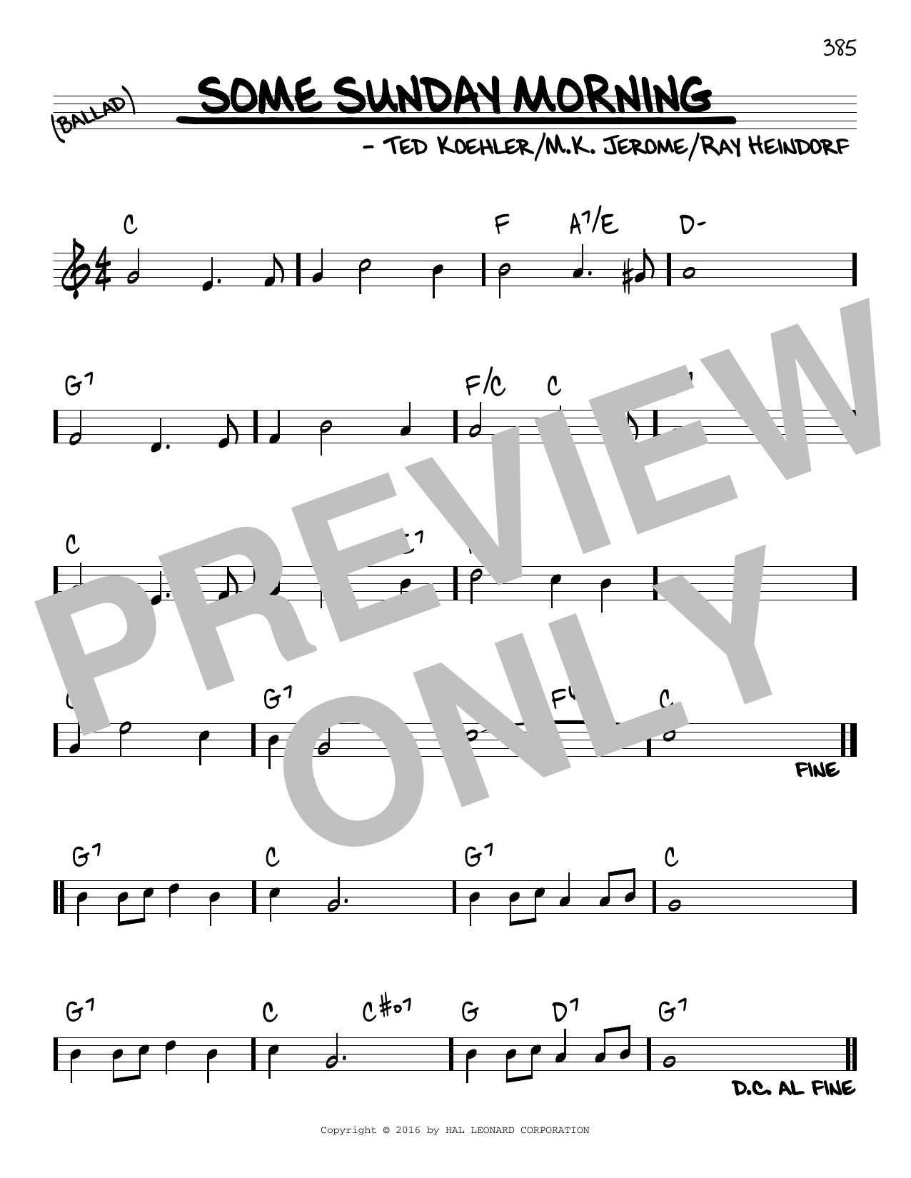 Download M.K. Jerome Some Sunday Morning Sheet Music and learn how to play Real Book – Melody & Chords PDF digital score in minutes