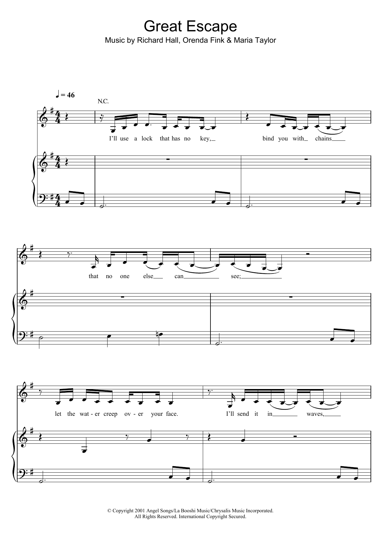 Download Moby Great Escape Sheet Music and learn how to play Piano, Vocal & Guitar PDF digital score in minutes