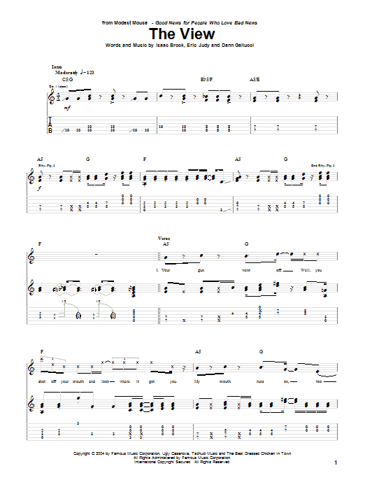 Download Modest Mouse The View Sheet Music and learn how to play Guitar Tab PDF digital score in minutes