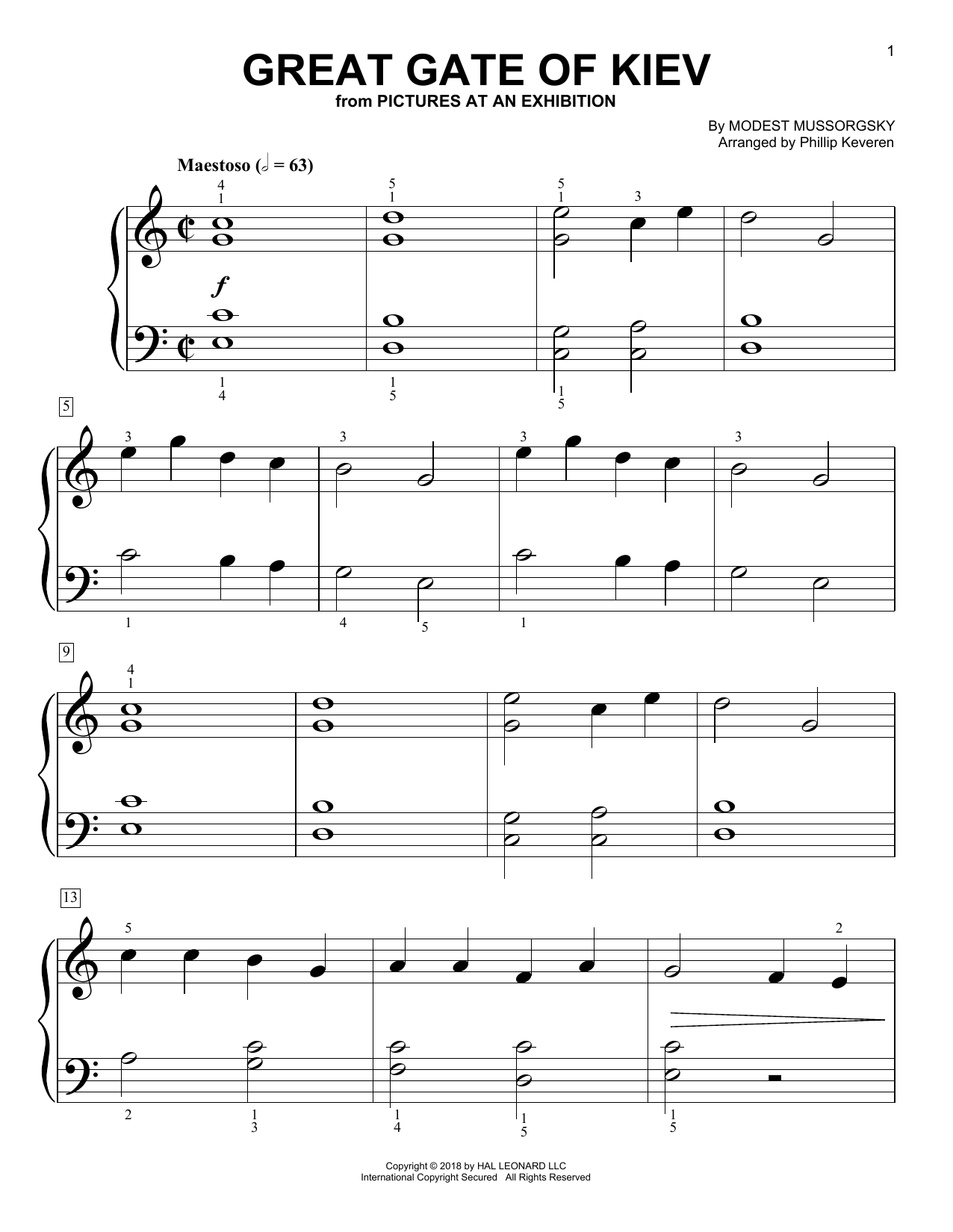 Download Phillip Keveren Great Gate Of Kiev Sheet Music and learn how to play Big Note Piano PDF digital score in minutes