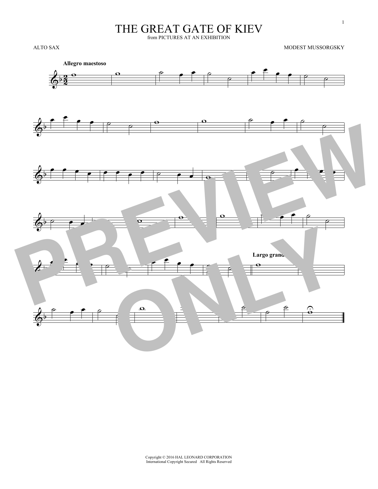Download Modest Mussorgsky Great Gate Of Kiev Sheet Music and learn how to play Trumpet PDF digital score in minutes