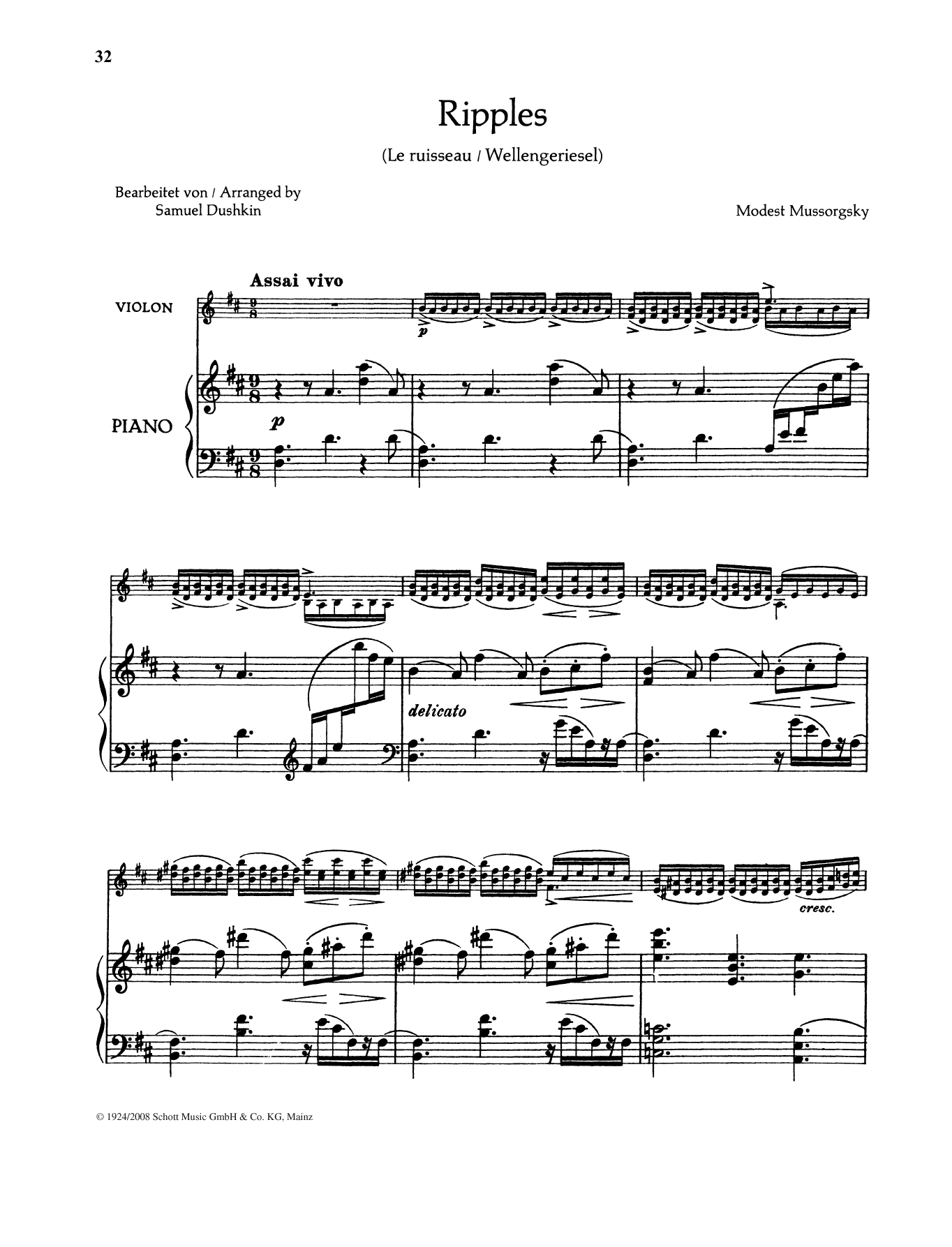 Download Modest Mussorgsky Ripples Sheet Music and learn how to play String Solo PDF digital score in minutes