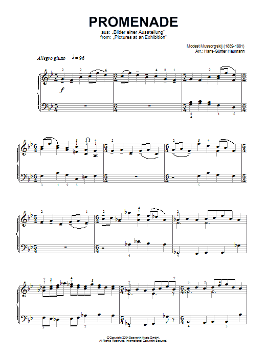 Download Modest Mussorgsky Promenade (from Pictures At An Exhibition) Sheet Music and learn how to play Piano PDF digital score in minutes
