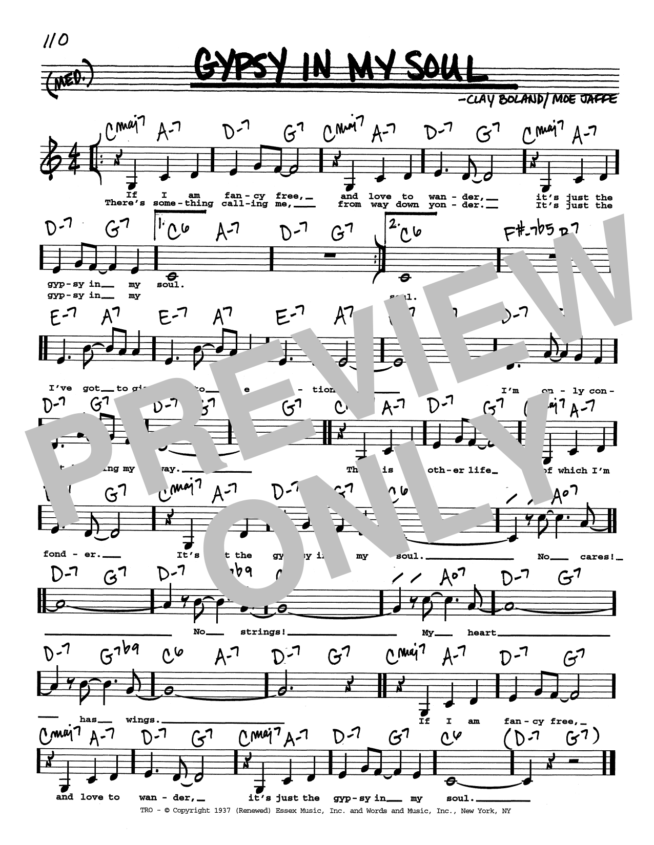 Download Moe Jaffe Gypsy In My Soul (Low Voice) Sheet Music and learn how to play Real Book – Melody, Lyrics & Chords PDF digital score in minutes