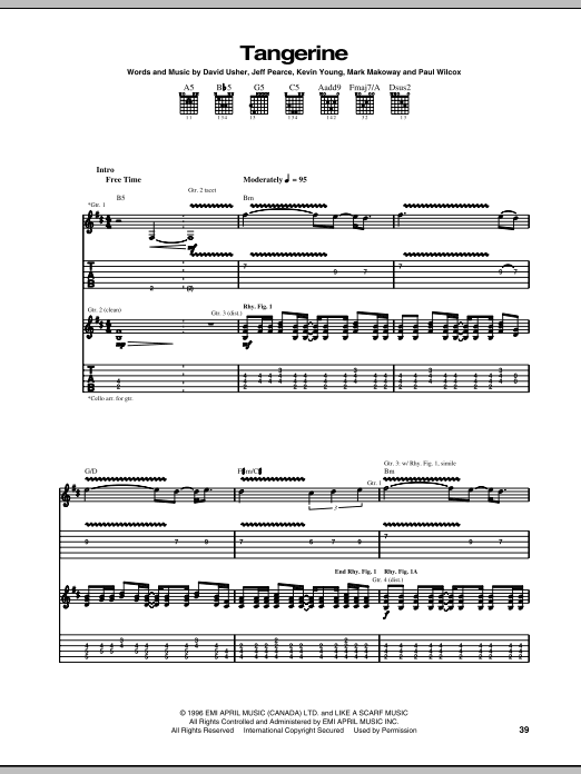 Download Moist Tangerine Sheet Music and learn how to play Guitar Tab PDF digital score in minutes