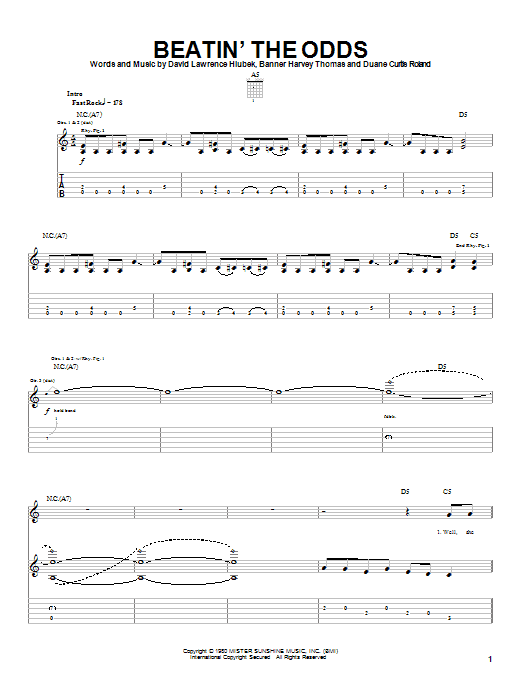 Download Molly Hatchet Beatin' The Odds Sheet Music and learn how to play Guitar Tab PDF digital score in minutes