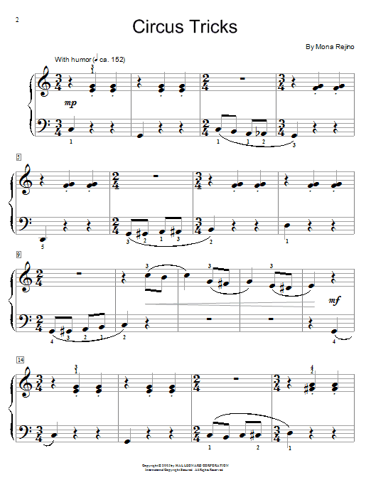 Download Mona Rejino Circus Tricks Sheet Music and learn how to play Easy Piano PDF digital score in minutes
