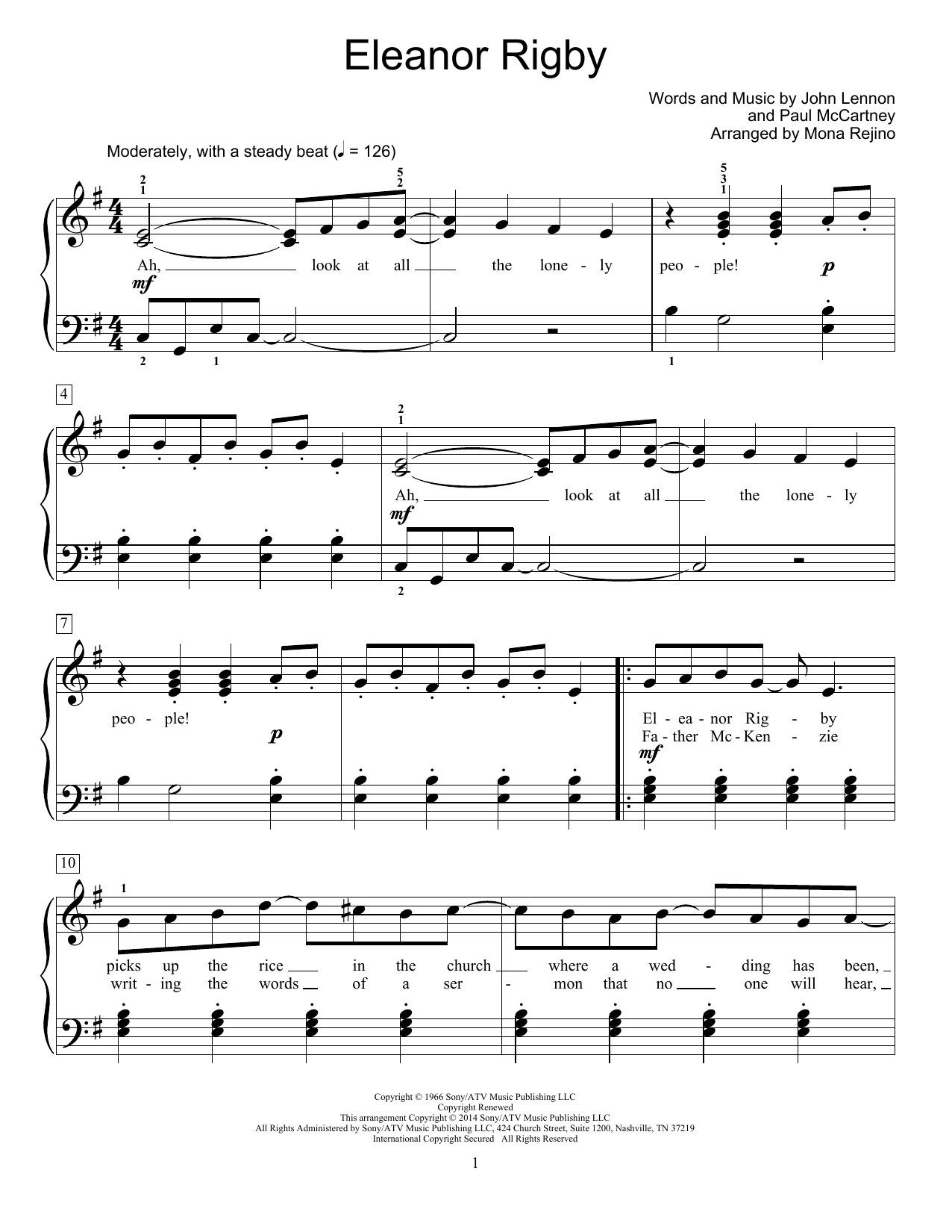 Download Hal Leonard Student Piano Library Eleanor Rigby Sheet Music and learn how to play Easy Piano PDF digital score in minutes